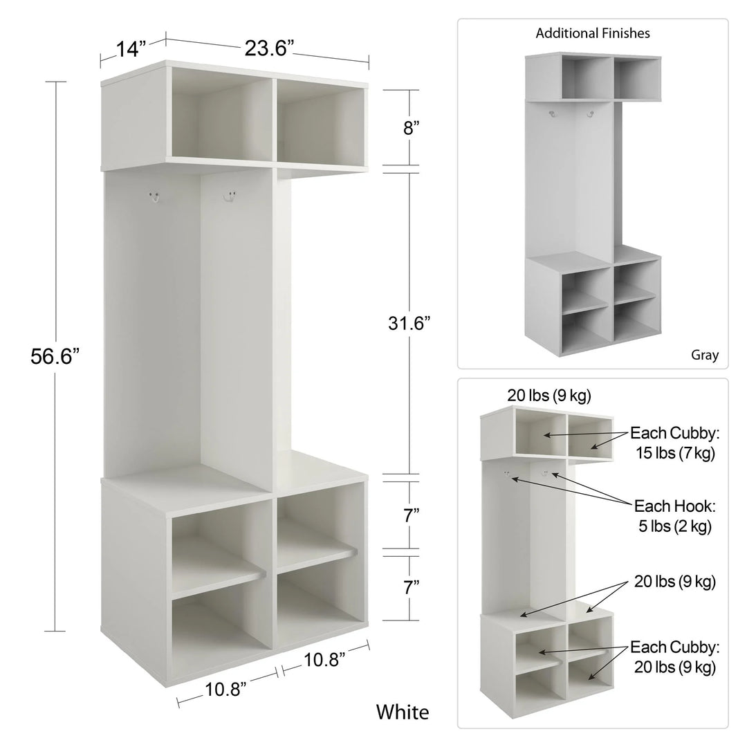 Ameriwood Home Charli Kid's 6 Cube Storage, Dove Gray