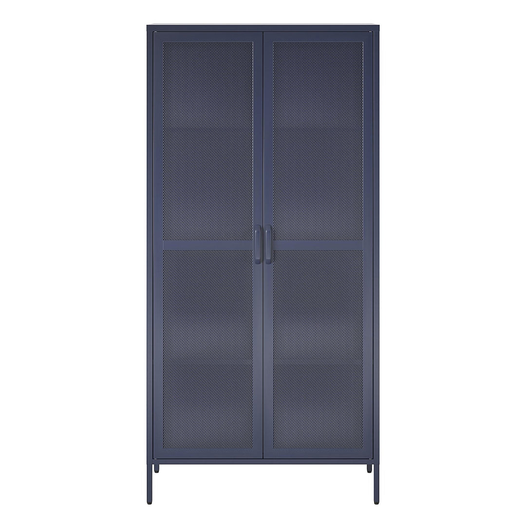 Novogratz Channing Tall 2 Door Storage Cabinet-Mesh Metal Locker, Navy blue