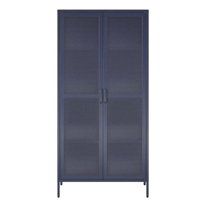 Novogratz Channing Tall 2 Door Storage Cabinet-Mesh Metal Locker, Navy blue