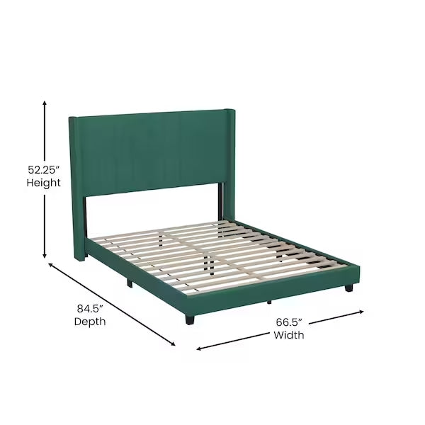 Emerald Velvet Full Platform Bed with Headboard