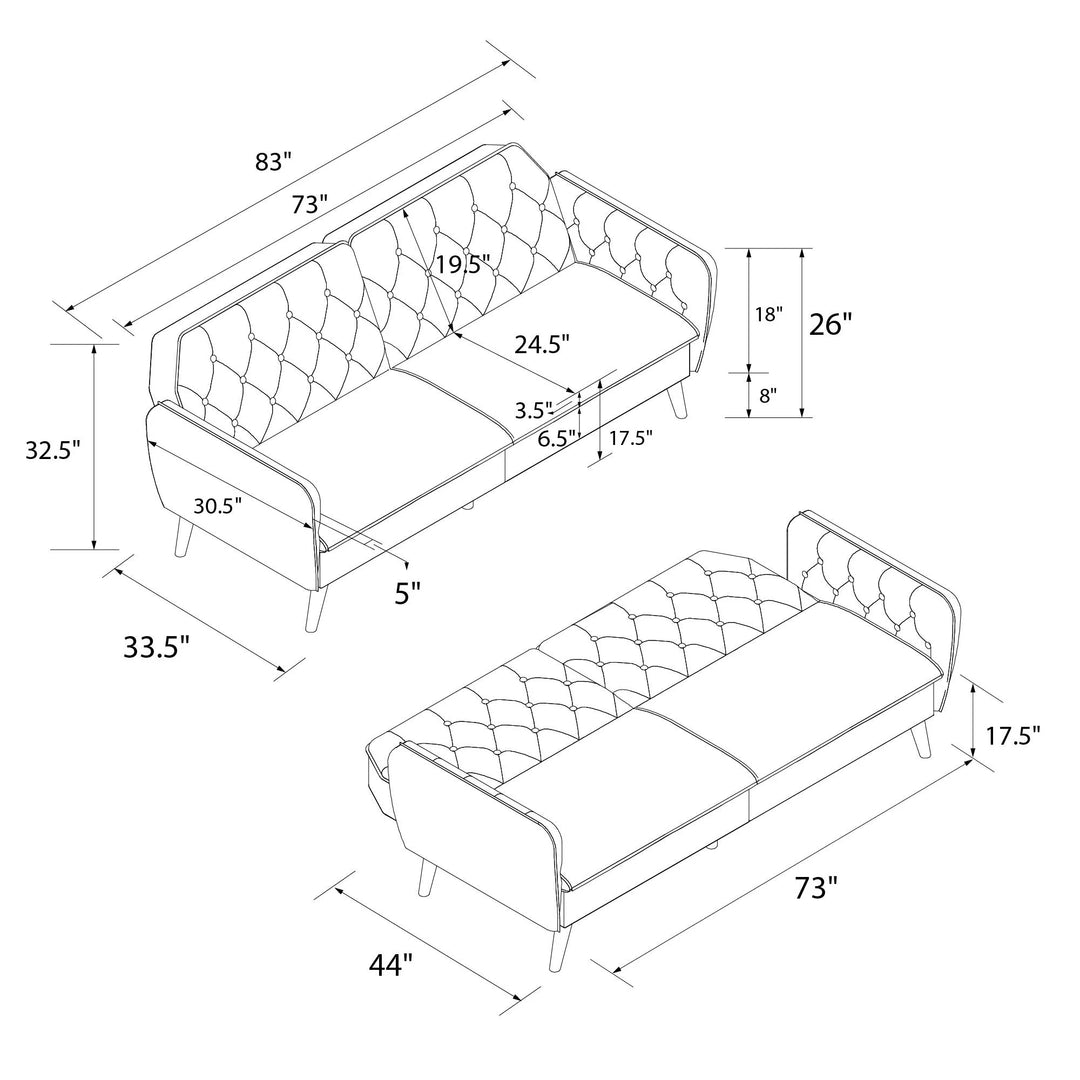 Memory Foam Futon and Sofa Bed, Light Green Velvet