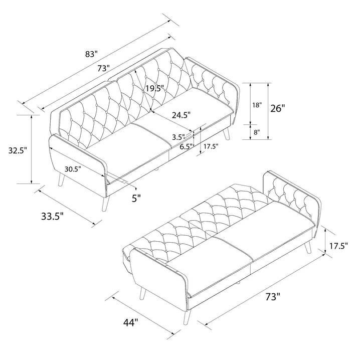 Memory Foam Futon and Sofa Bed, Light Green Velvet