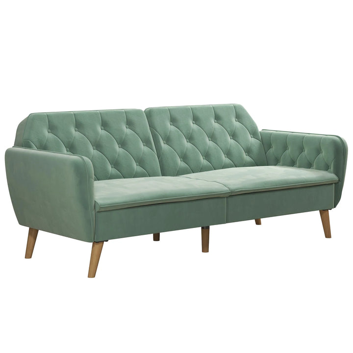 Memory Foam Futon and Sofa Bed, Light Green Velvet