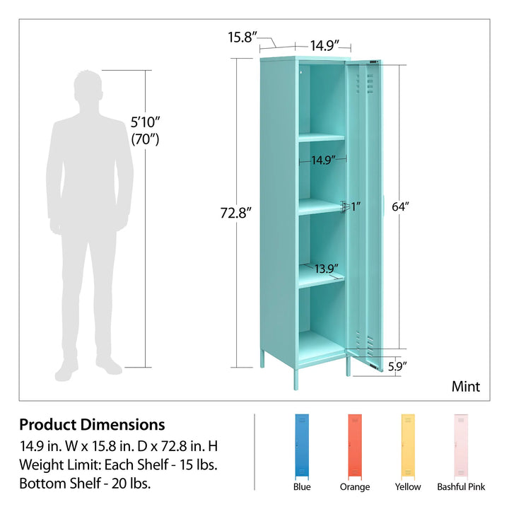 1-Door Tall Single Metal Locker Style Storage Cabinet