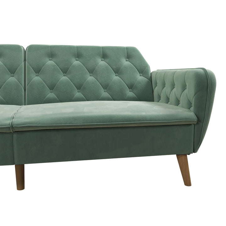 Memory Foam Futon and Sofa Bed, Light Green Velvet