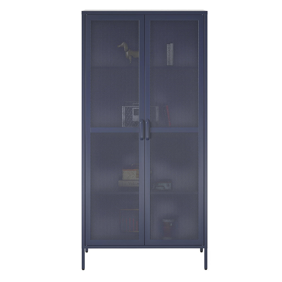 Novogratz Channing Tall 2 Door Storage Cabinet-Mesh Metal Locker, Navy blue