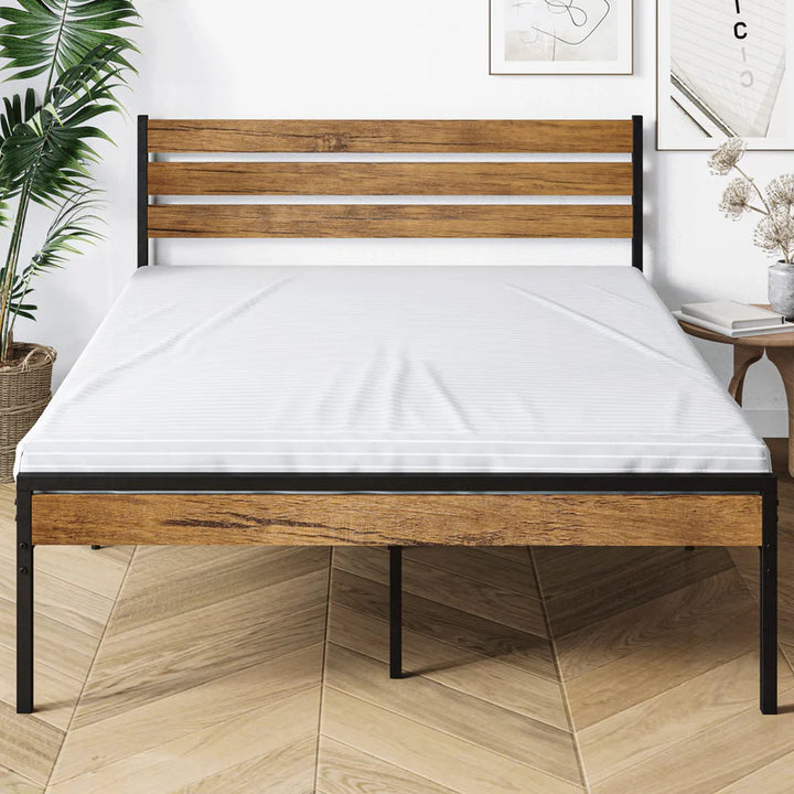 Queen Size Bed Frame with Wood Headboard